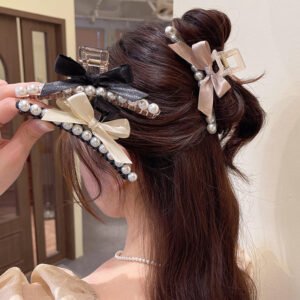 Elegant Large Pearl Butterfly Clip - High-End Hair Accessory for Girls