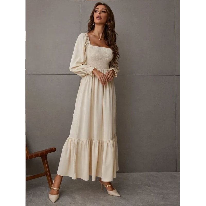 Manni High-Waist Vintage White Polyester Dress for Women - Image 2
