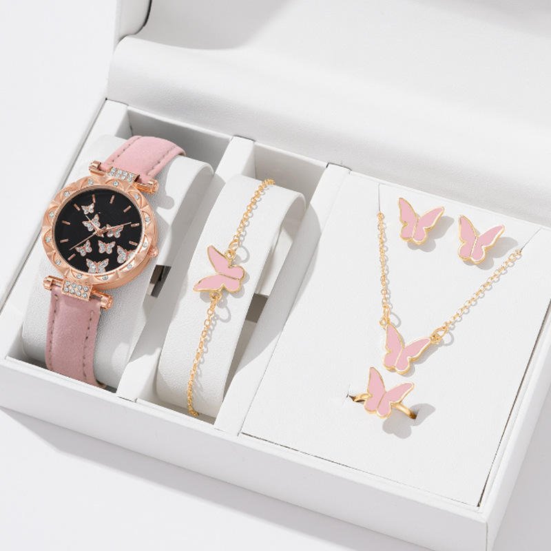 Luxe 5-Piece Women’s Butterfly Jewelry & Watch Gift Set