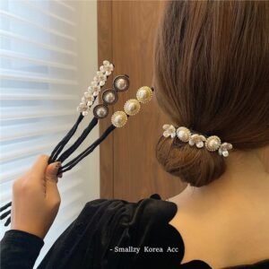 Elegant Pearl Flower Deft Bun Maker - Lazy Hair Curler Accessory