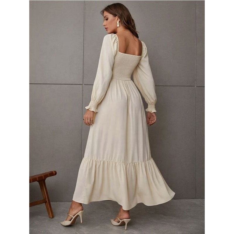Manni High-Waist Vintage White Polyester Dress for Women - Image 6