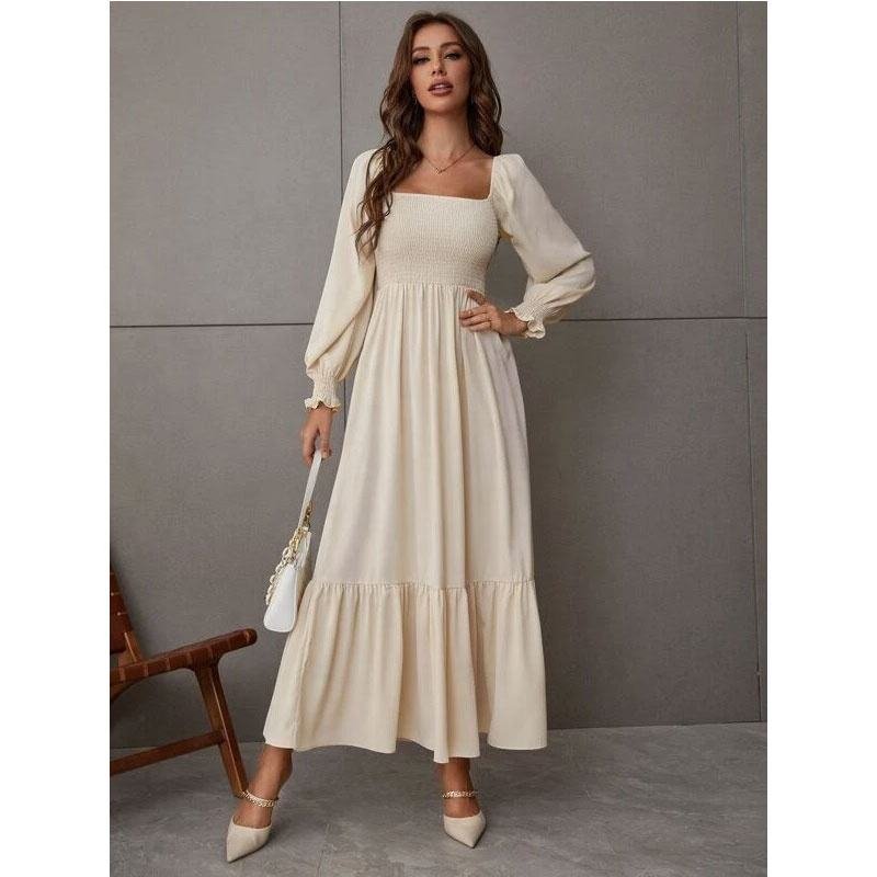 Manni High-Waist Vintage White Polyester Dress for Women - Image 4