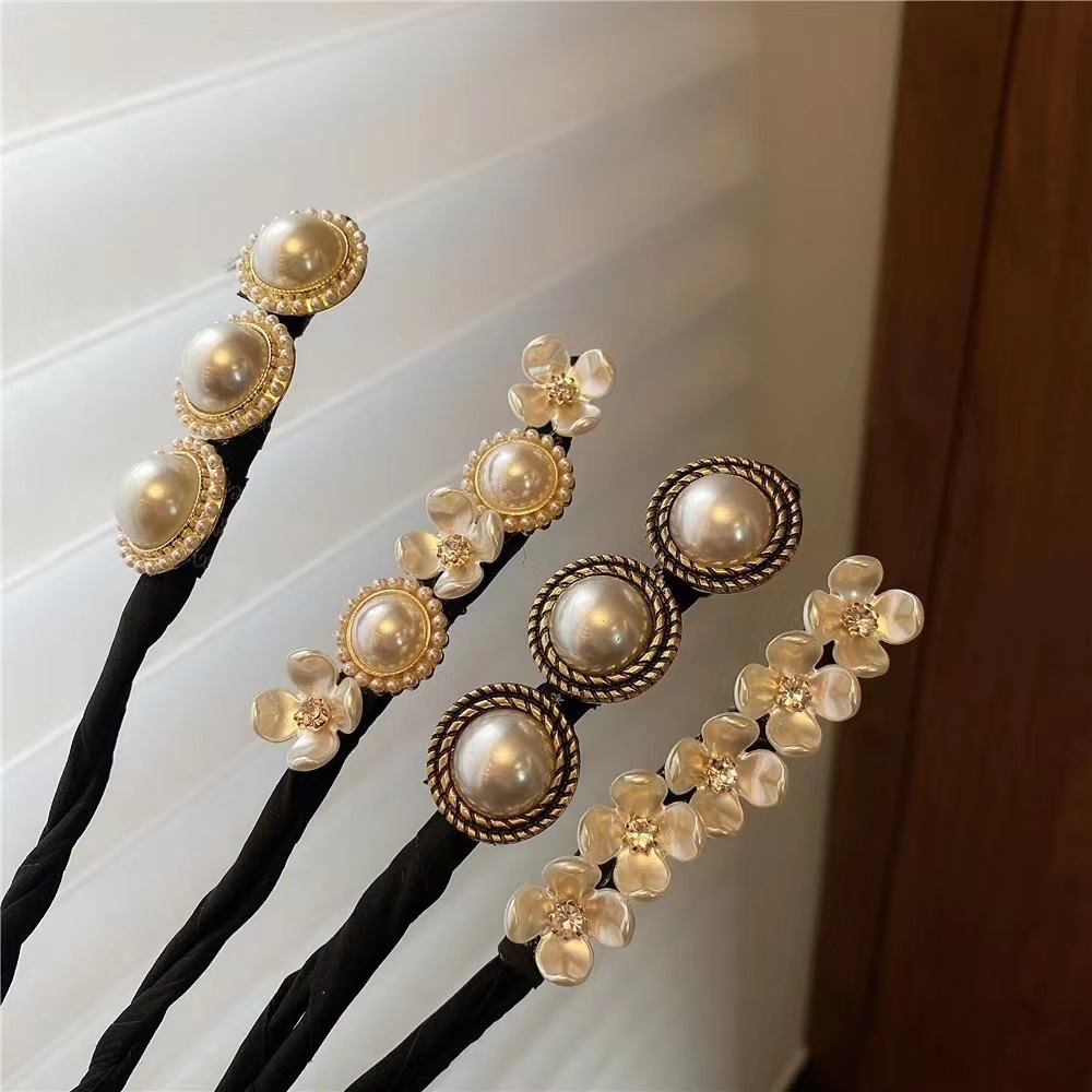Elegant Pearl Flower Deft Bun Maker - Lazy Hair Curler Accessory - Image 3