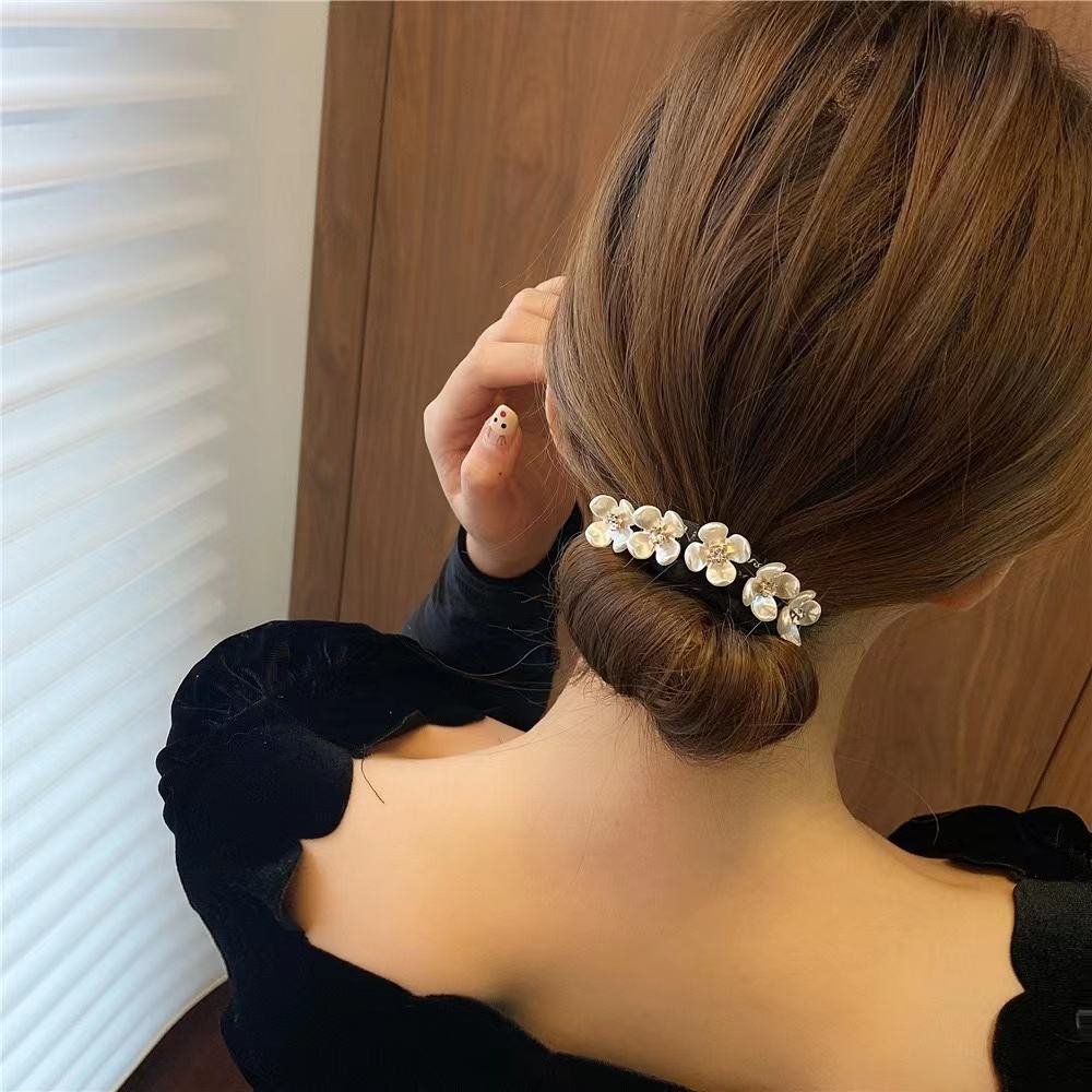 Elegant Pearl Flower Deft Bun Maker - Lazy Hair Curler Accessory - Image 5