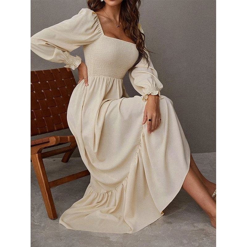 Manni High-Waist Vintage White Polyester Dress for Women - Image 3