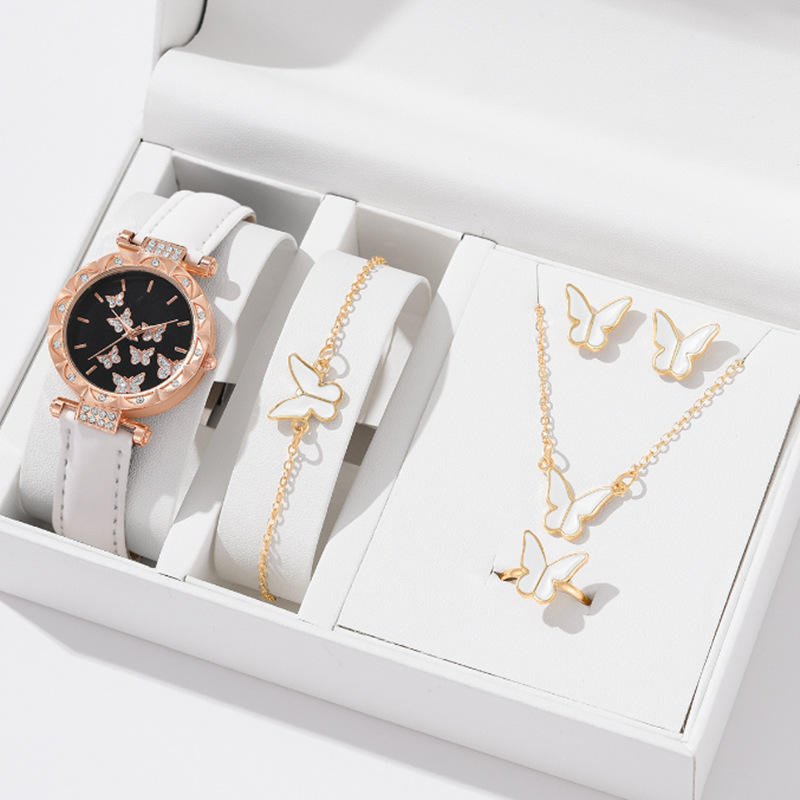 Luxe 5-Piece Women’s Butterfly Jewelry & Watch Gift Set - Image 3