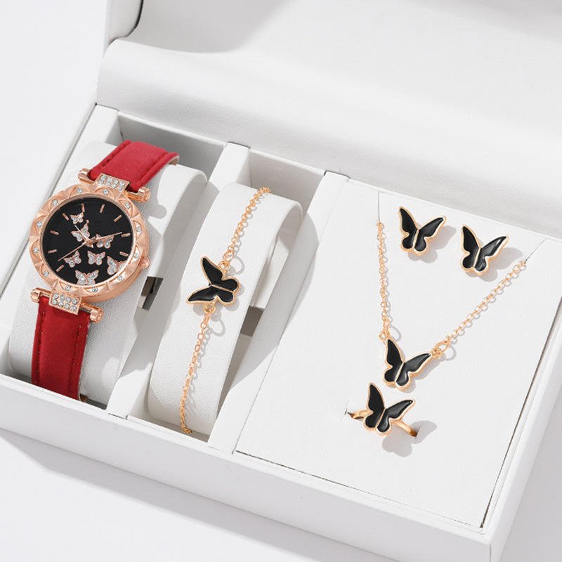Luxe 5-Piece Women’s Butterfly Jewelry & Watch Gift Set - Image 5