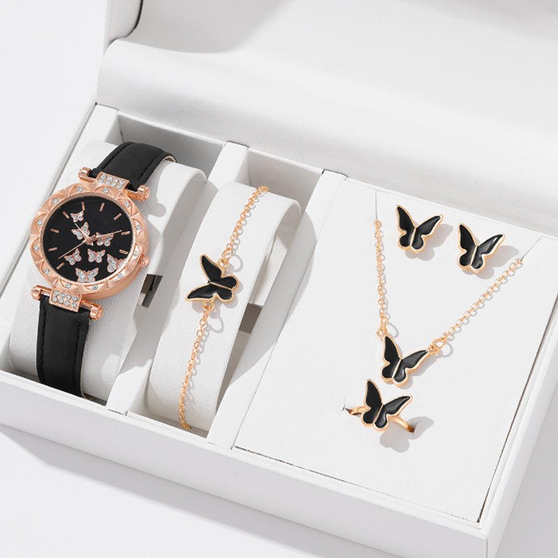 Luxe 5-Piece Women’s Butterfly Jewelry & Watch Gift Set - Image 4